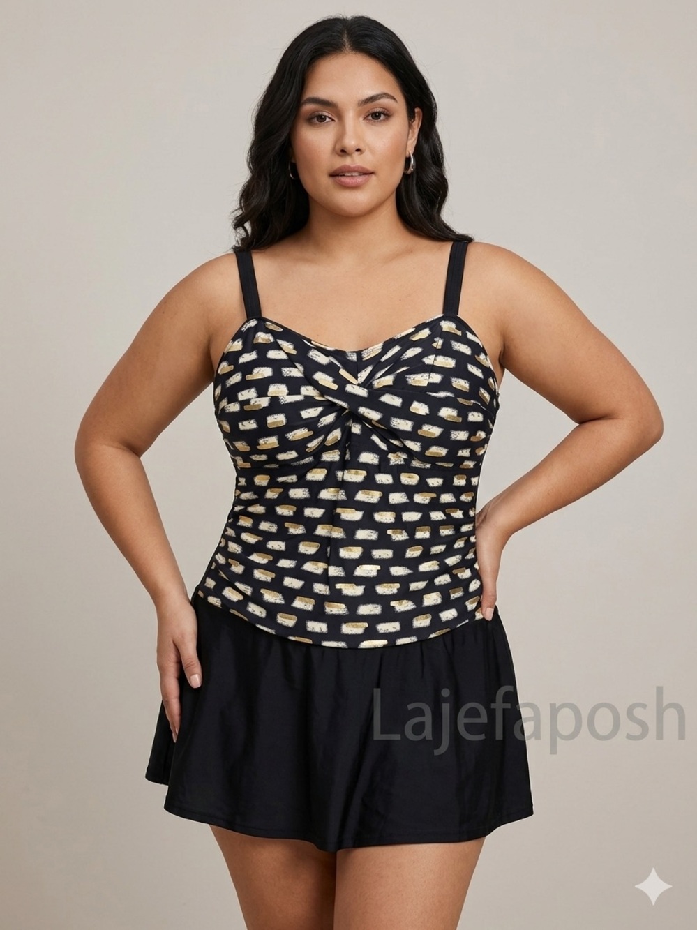 FULLFITALL Black Gold Foil Abstract Swimdress One-Piece Swimsuit Size 20 NWT
